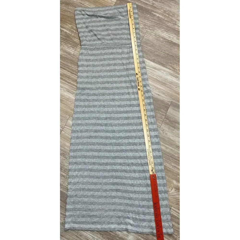White House Black Market Women's Tube Dress Sz XXS Gray & Silver Striped Elastic